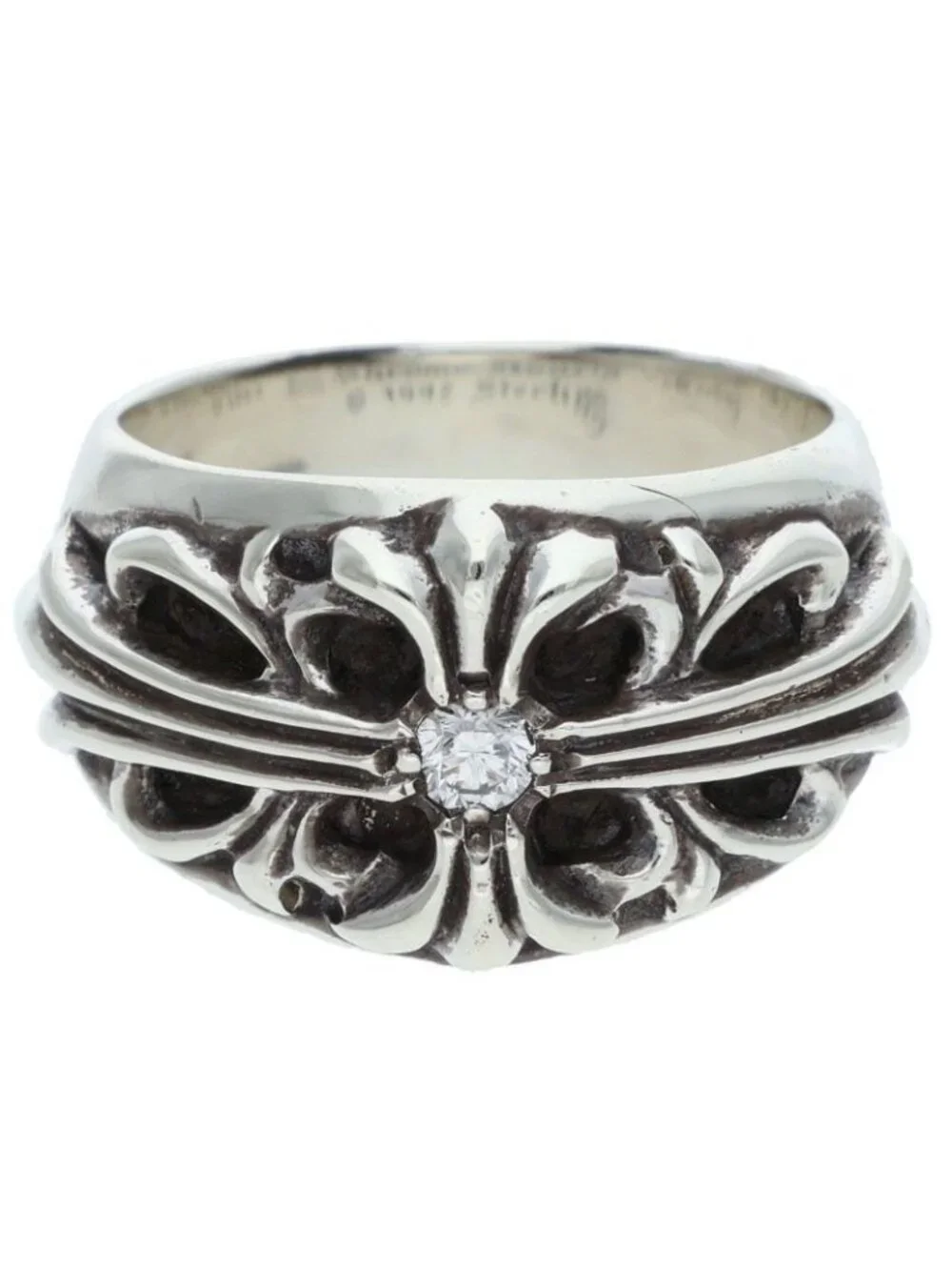 Chrome Hearts Flrl Floral Cross After Silver Ring